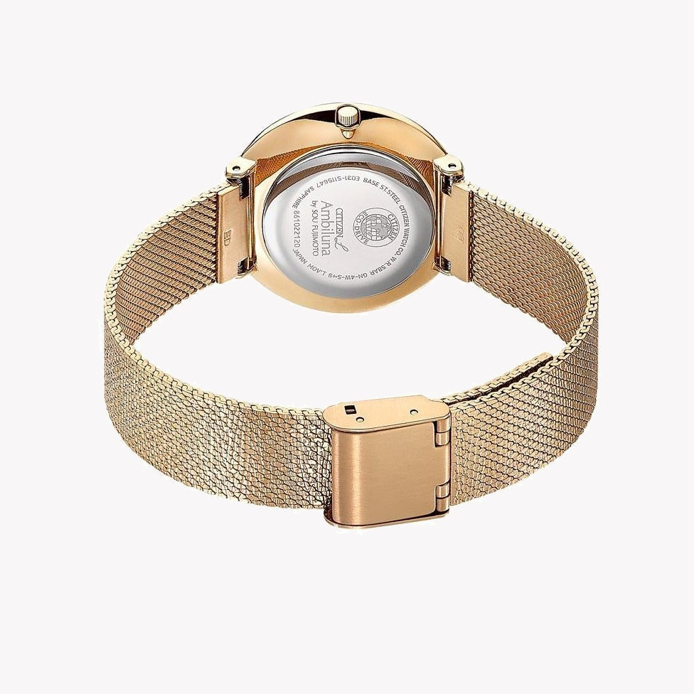 CITIZEN EM0643-84X - RADIANT GOLD ELEGANCE: Women's Sophisticated Stainless Steel Timepiece-i-Watch-4