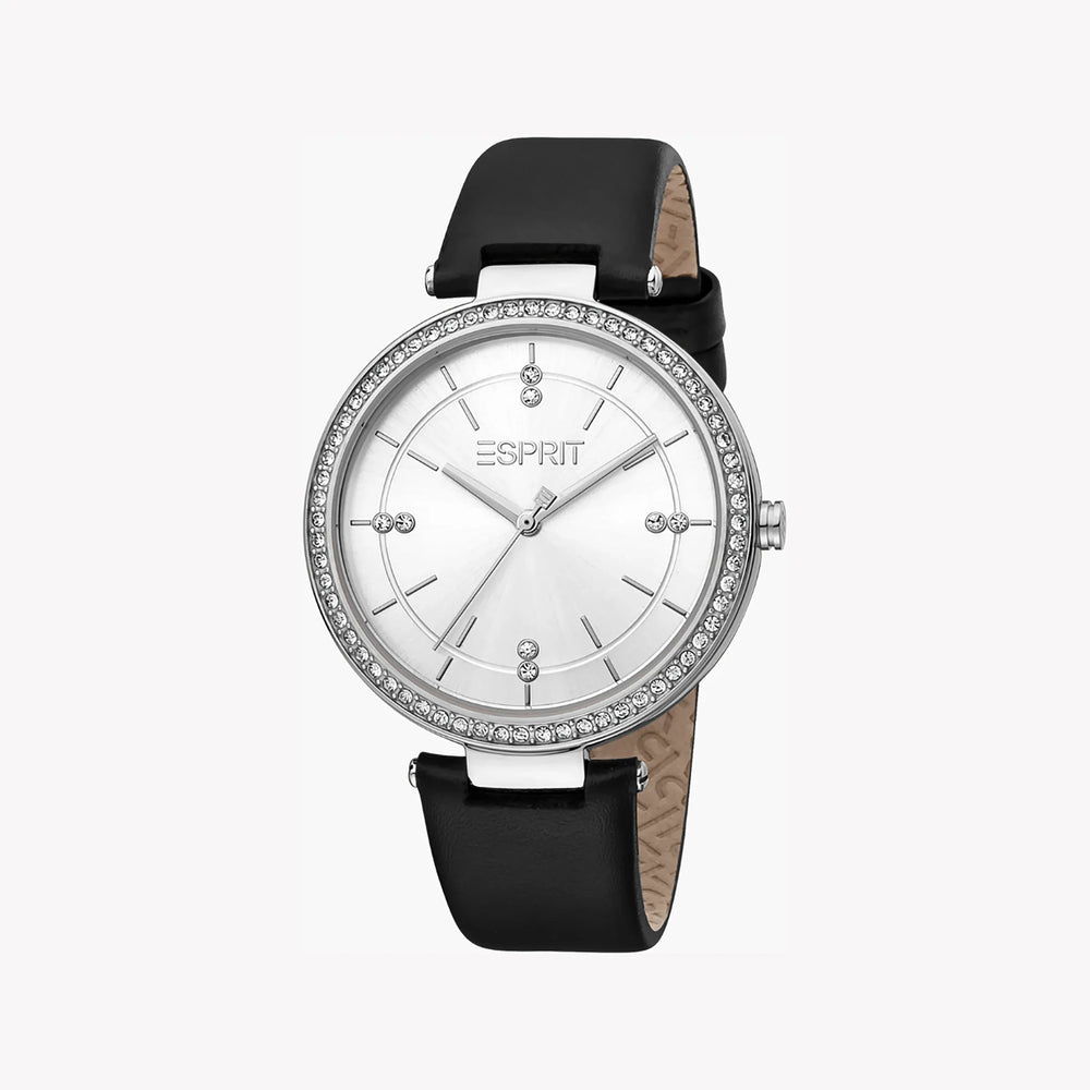 Esprit Women's Black Leather Watch, Silver Dial | Es1l186m0075 by i-watch