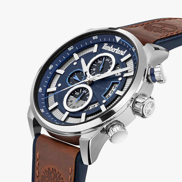 TIMBERLAND TDWGF2102602 ADVENTURE-READY - MENS RUGGED STAINLESS STEEL WATCH WITH BLUE DIAL and BROWN LEATHER BAND-i-Watch-3