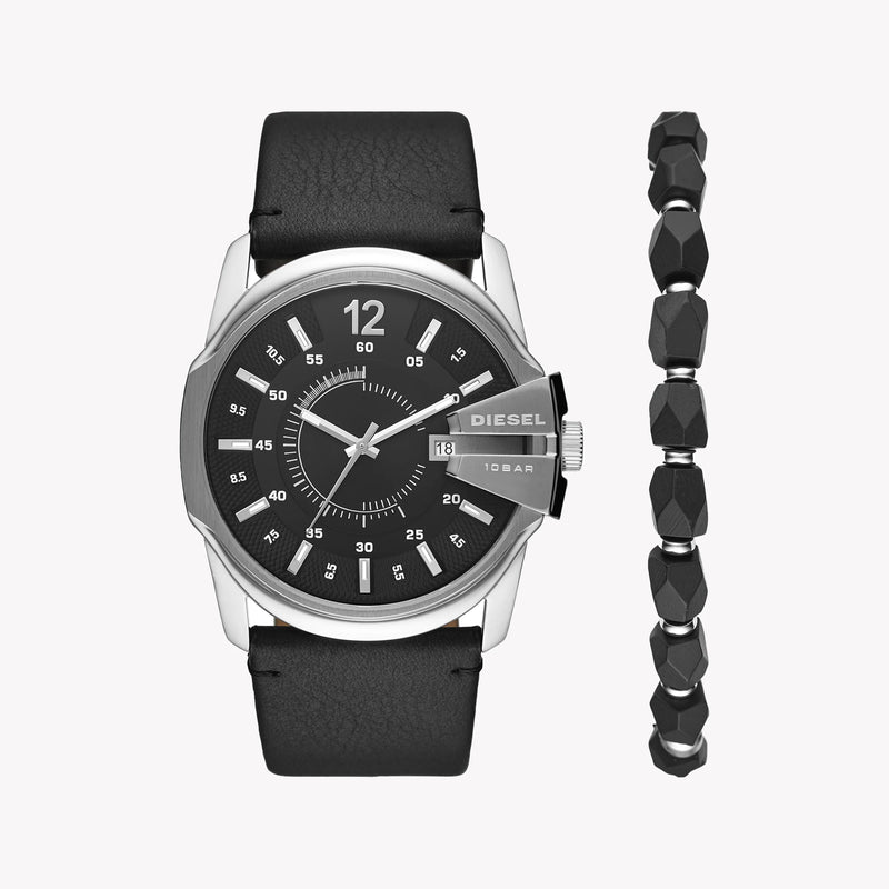 Diesel Men's Black Stainless Steel Watch, Silver Leather | Dz1907 by i-watch