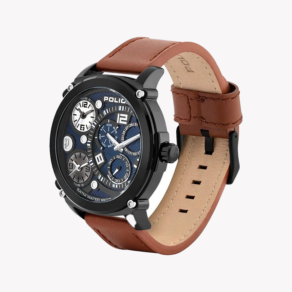 POLICE PL-15659JSB_03 ELEGANTLY BOLD - MEN'S TIMEPIECE WITH LUXURY LEATHER STRAP & BLACK DIAL-i-Watch-2