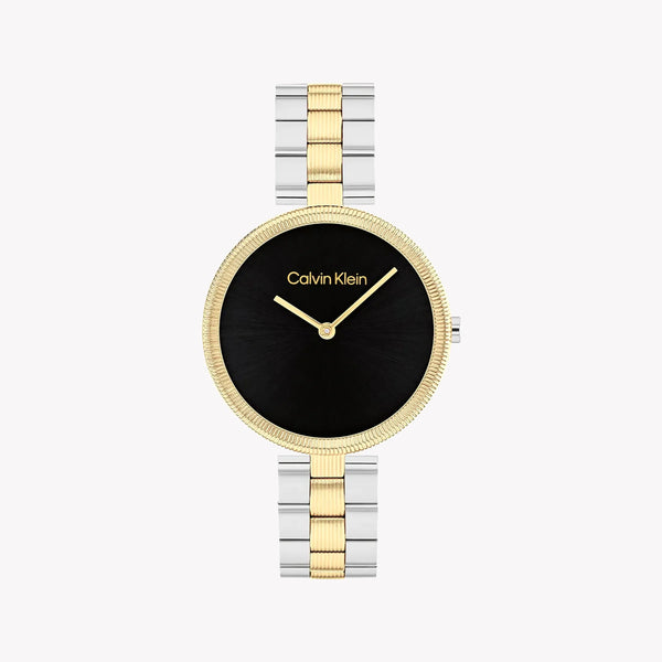 Ck Calvin Klein Women's Silver & Gold Watch, Black Dial | K3m226d3 by i-watch