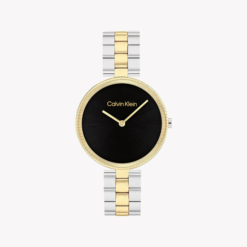 Ck Calvin Klein Women's Silver & Gold Watch, Black Dial | K3m226d3 by i-watch