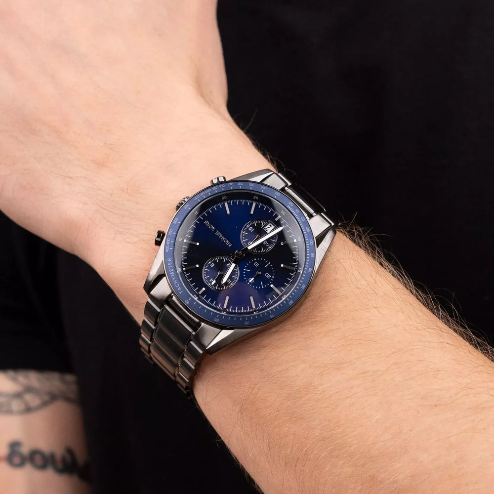 Michael Kors Men's Grey Stainless Steel Watch, Blue Dial | Mk9111 by i-watch