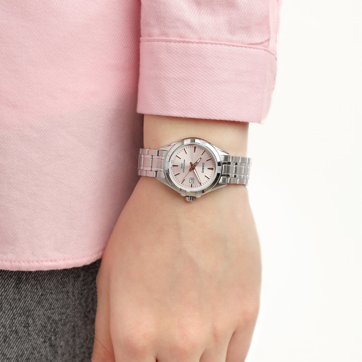 CASIO LTP-1308D-4AVDF - SPORTY ELEGANCE FOR THE MODERN WOMAN - ROSE GOLD DIAL & SILVER CASE