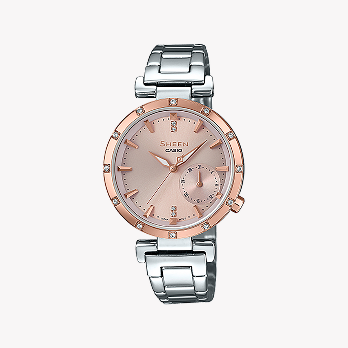 CASIO SHE-4051SG-4AUDF ELEGANT SPORTY - ROSE GOLD CHARM TIMEPIECE for Women with Stainless Steel Band