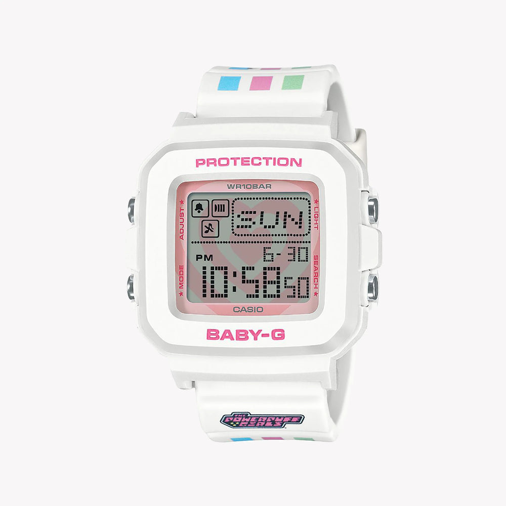 Casio Kids' White Resin Watch, Shock Resistant | Bgd-10kpp-7er by i-watch
