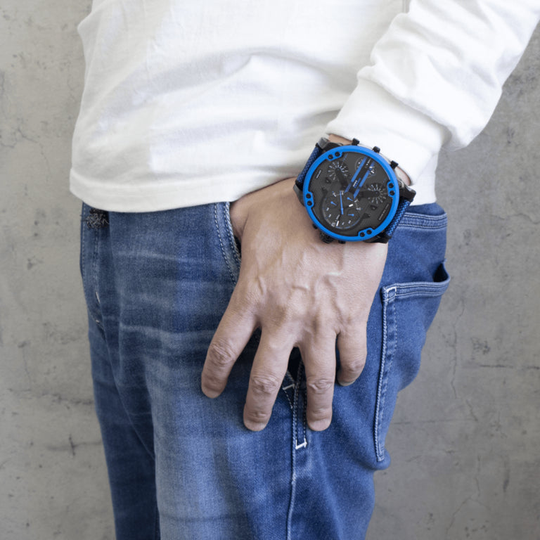 DIESEL DZ7434 DYNAMIC VERSATILITY - BOLD MEN'S WATCH WITH BLACK STAINLESS STEEL & BLUE FABRIC BAND-i-Watch-4