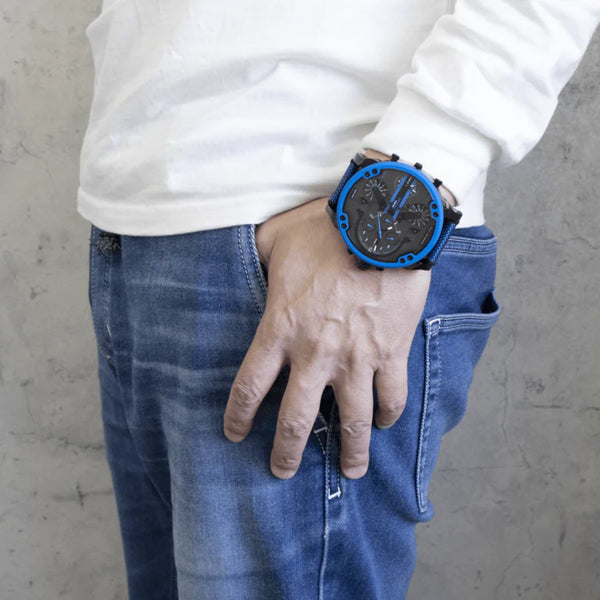 Diesel Men's Black Stainless Steel, Blue Fabric | Dz7434 by i-watch