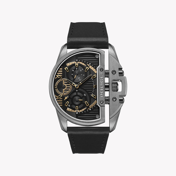 Police Men's Grey Stainless Steel, Black Leather | Pewjf2203601 by i-watch