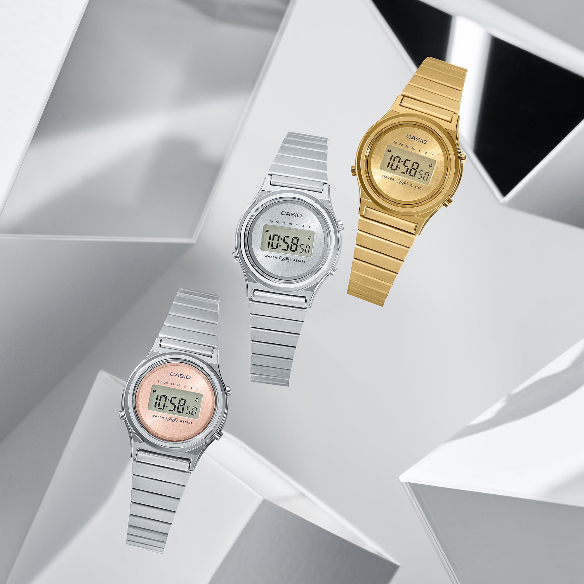 CASIO Women's Watch with Silver Chrome Plated Resin Case and Silver Stainless Steel Band-i-Watch-3