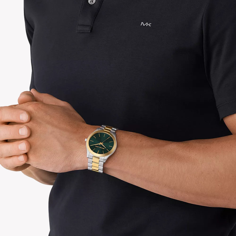 MICHAEL KORS MK9149 - STRIKING SOPHISTICATION MEN'S WATCH WITH GREEN DIAL & SILVER-GOLD BAND-i-Watch-4