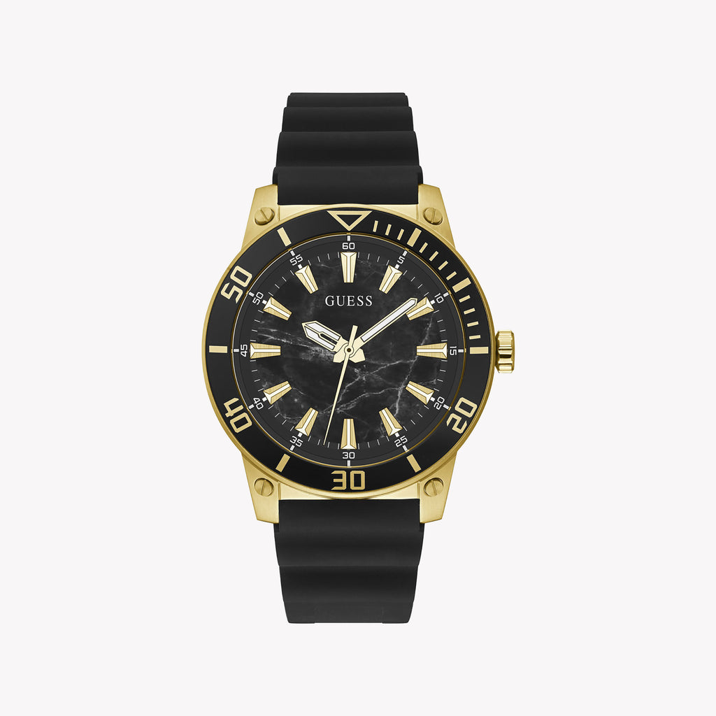GUESS GW0420G2 BOLD ELEGANCE - MEN'S STYLISH GOLD & BLACK WATCH with Silicone Band