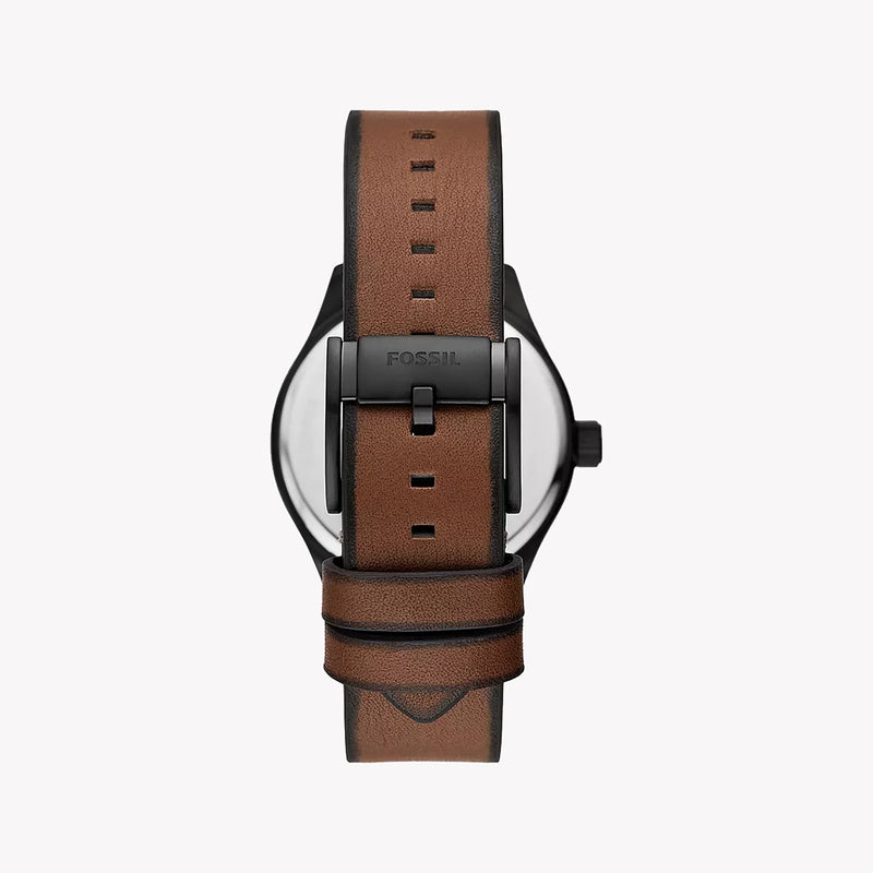 Fossil Men's Black Stainless Steel, Brown Leather | Bq2796 by i-watch