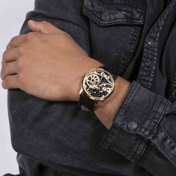 GUESS GW0570G1 - BOLD & SOPHISTICATED MEN'S WATCH with Gold Case & Black Leather Band-i-Watch-4