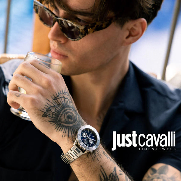 Just Cavalli Men's Silver Watch, Blue Dial | Jc1g155m0055 by i-watch