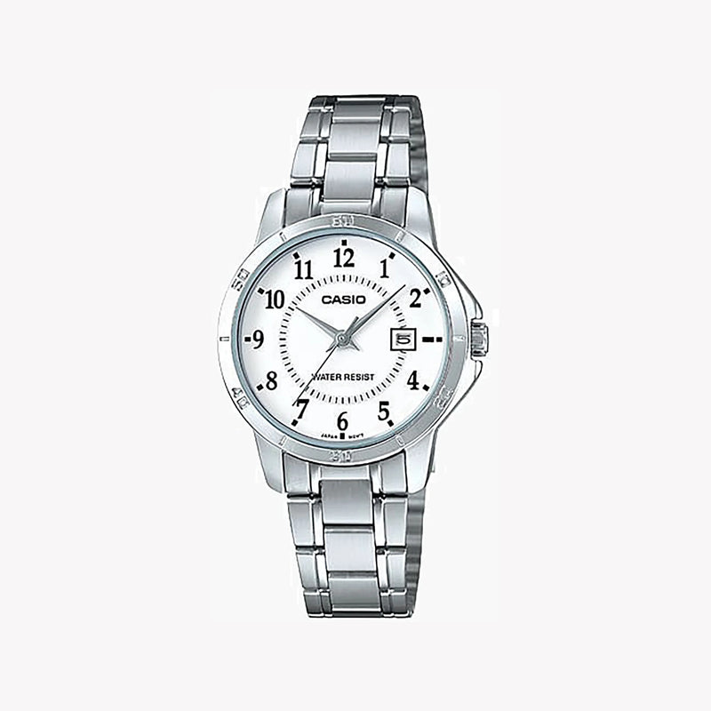 CASIO Women's Watch with Silver Stainless Steel Case and Silver Stainless Steel Band