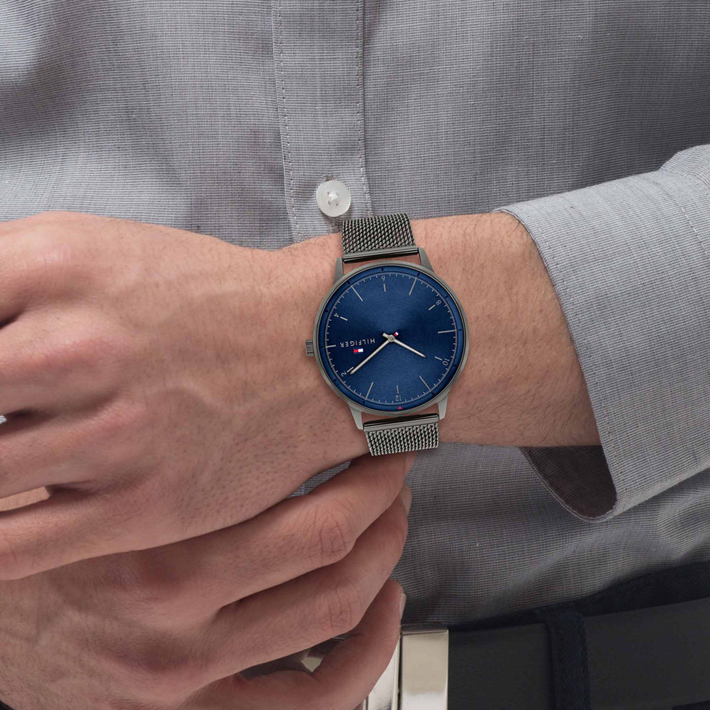 TOMMY HILFIGER 1674782 MODERN SLEEK - GREY STAINLESS STEEL MEN'S WATCH with Blue Dial-i-Watch-4