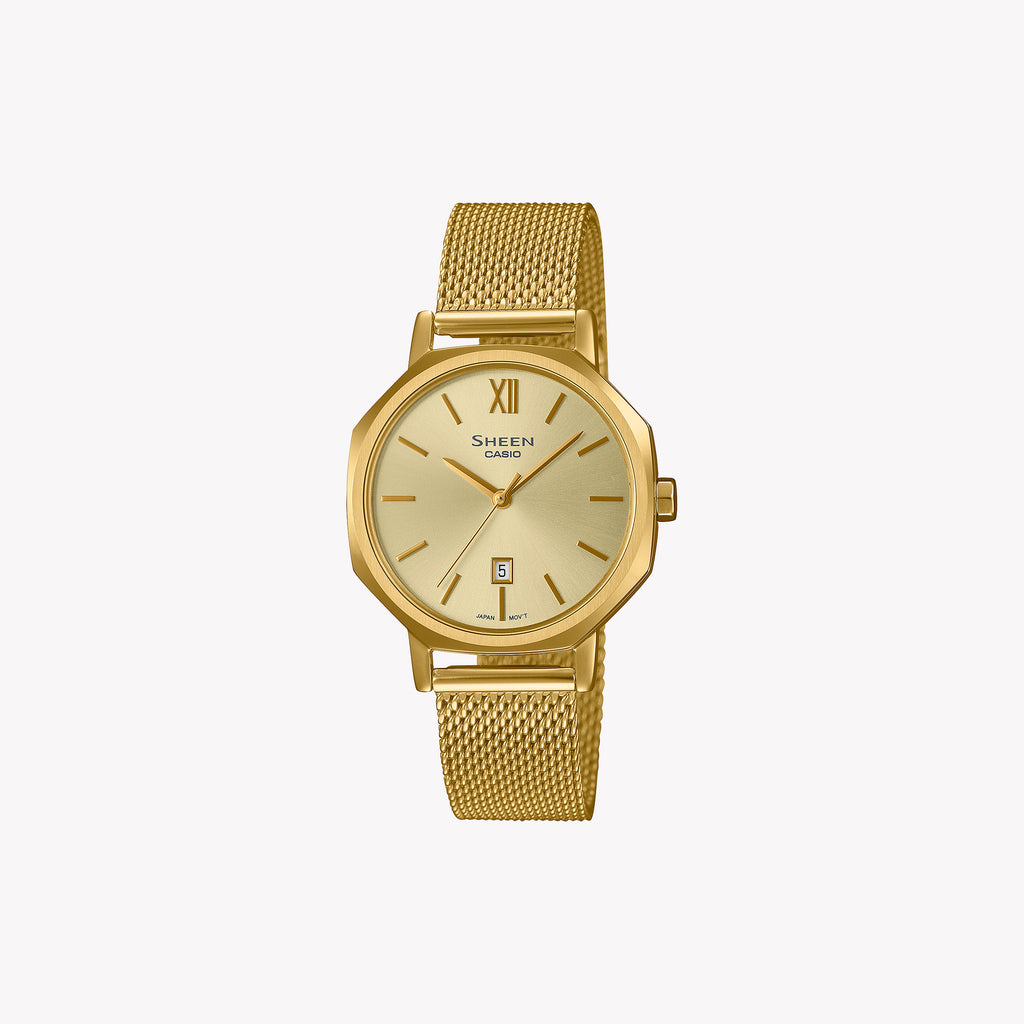 SHE-4554GM-9AUEF - ELEGANT GOLD MESH TIMEPIECE FOR MODERN WOMEN