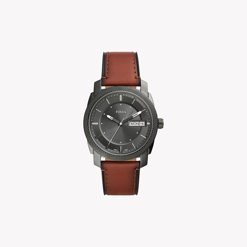 FOSSIL FS5900 - TIMELESS ELEGANCE MEN'S WATCH WITH GREY DIAL & BROWN LEATHER BAND
