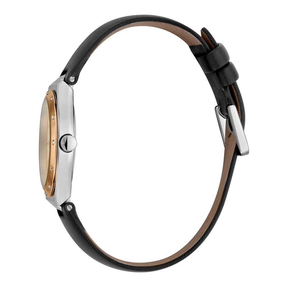 Esprit Women's Watch With Silver Stainless Steel Case And Black Leather Band by i-watch