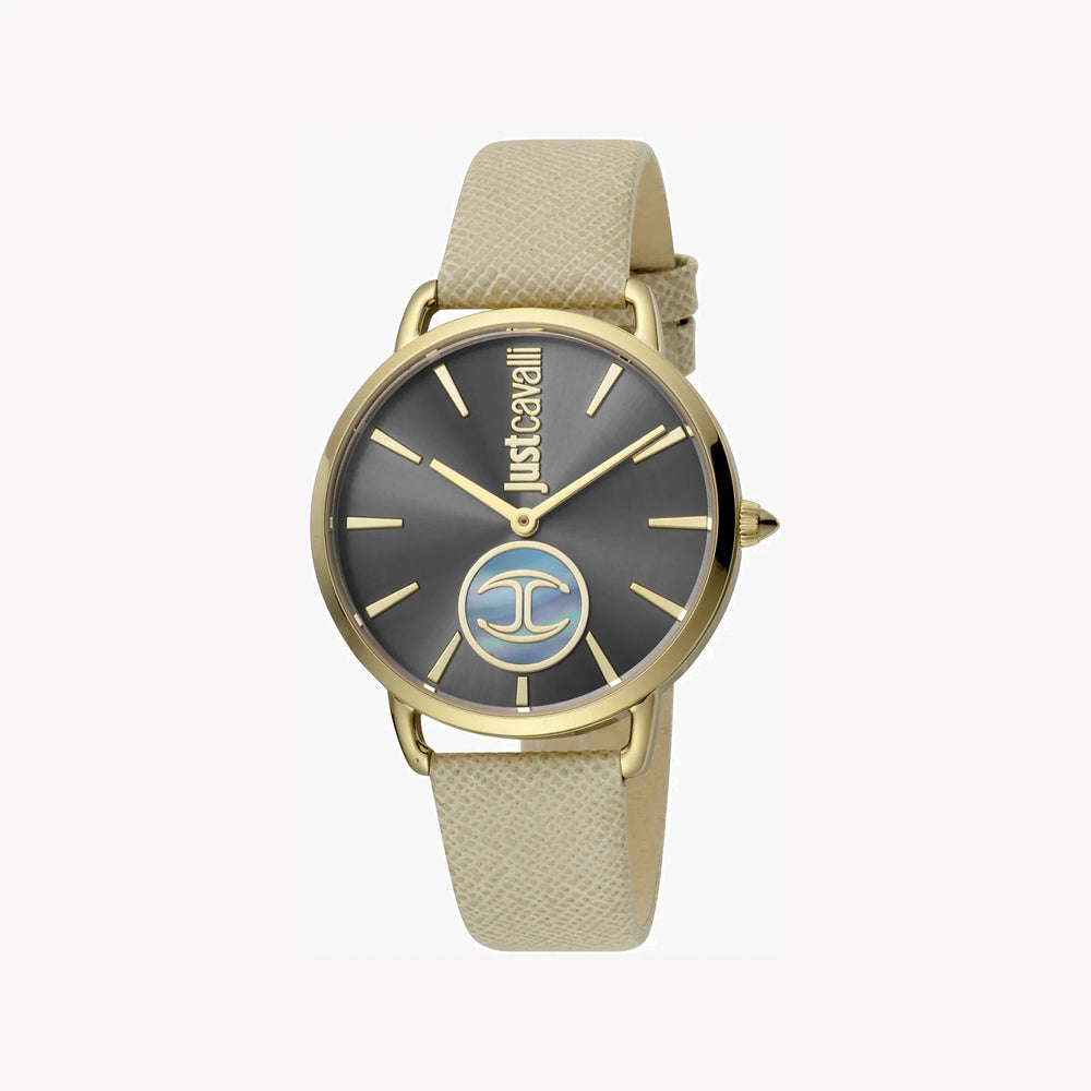 Just Cavalli Women's Beige Leather Watch, Gray Dial | Jc1l117l0035 by i-watch