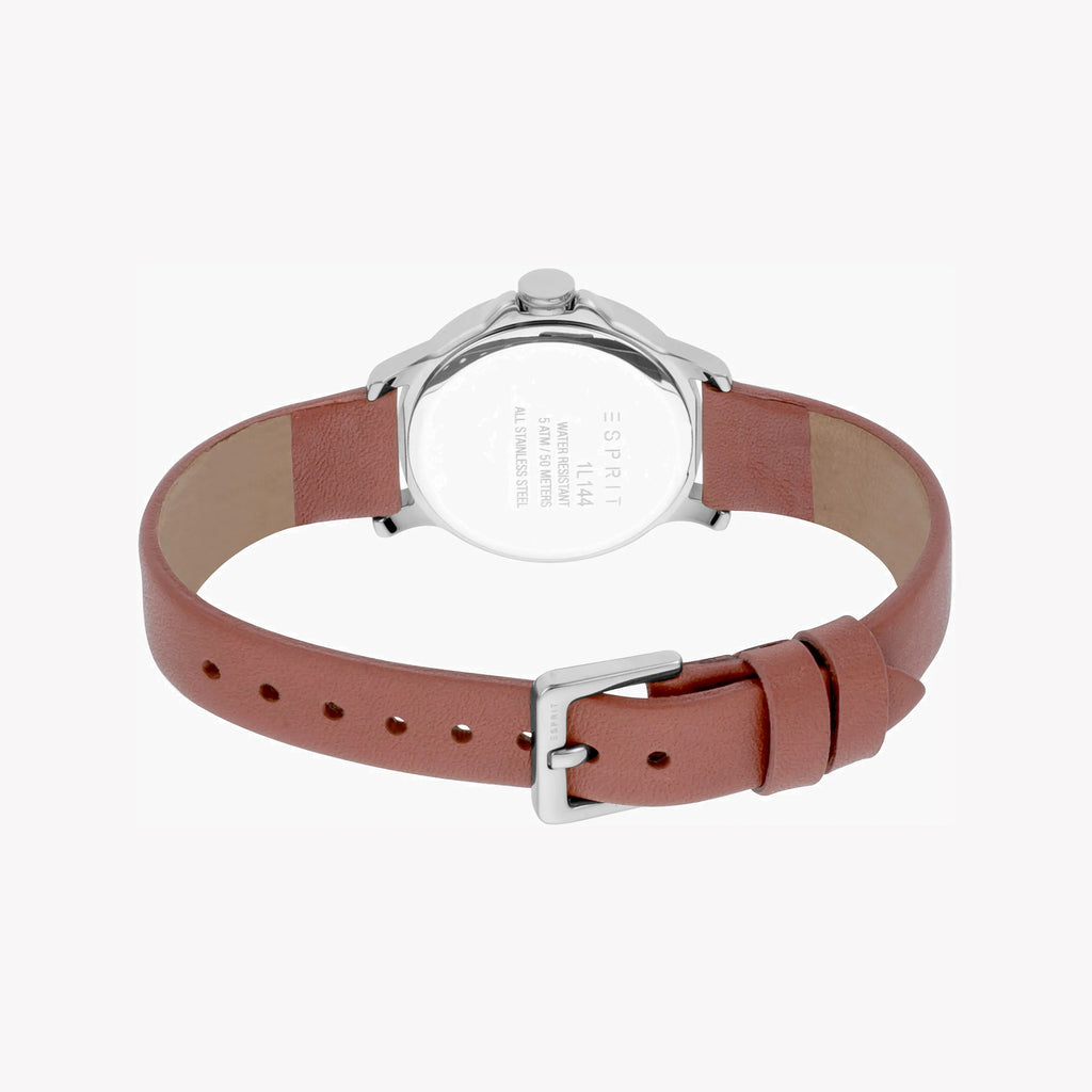 ESPRIT Women's Watch with Silver Stainless Steel Case and Rose Leather Band-i-Watch-3