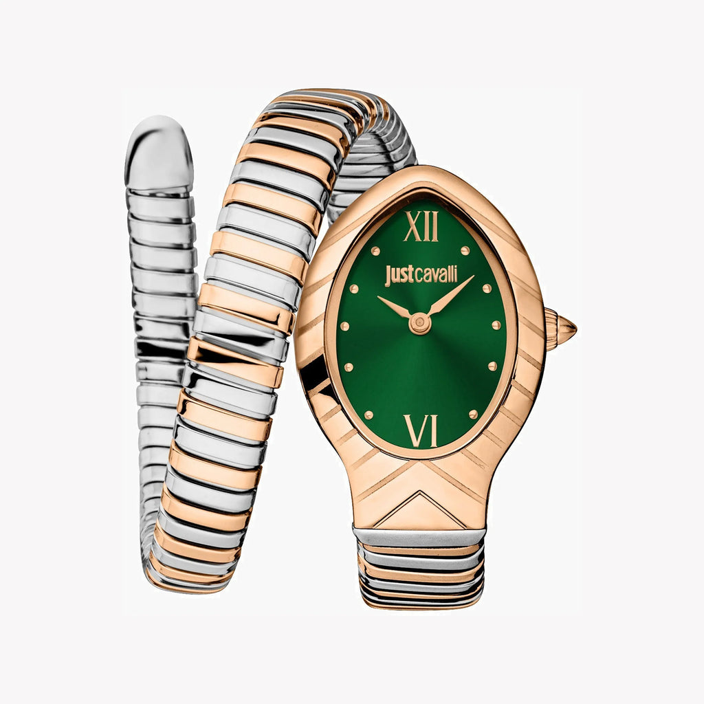 JUST CAVALLI Women's Watch with Rose Gold Stainless Steel Case and Silver & Rose Gold Stainless Steel Band