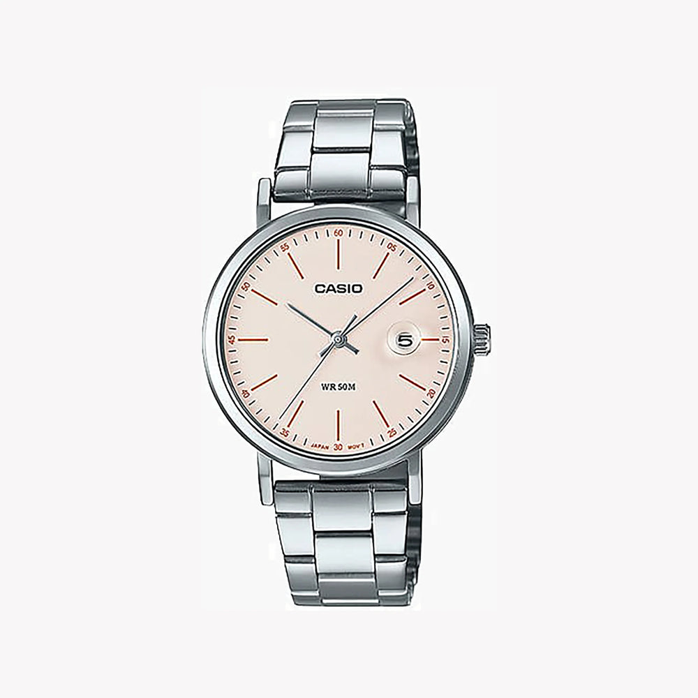 Casio Ltp-E175d-4evdf Timeless Elegance - Sophisticated Sporty Charm Women's Watch With Stainless Steel BAnd and White Dial by i-watch