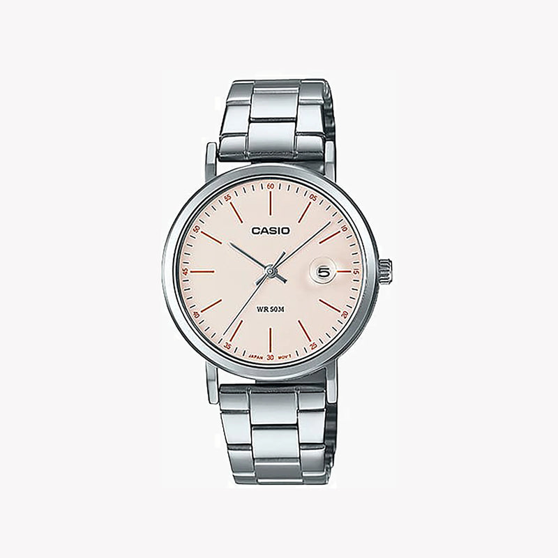 Casio Ltp-E175d-4evdf Timeless Elegance - Sophisticated Sporty Charm Women's Watch With Stainless Steel BAnd and White Dial by i-watch