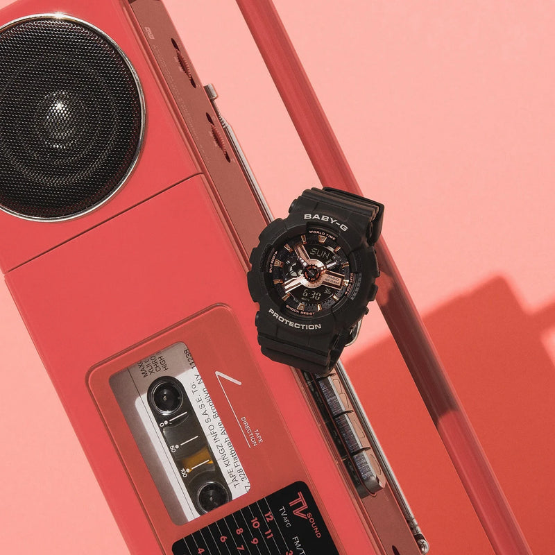 Baby-G Women's Black Resin Watch, Digital Dial | Ba-110xrg-1adr by i-watch