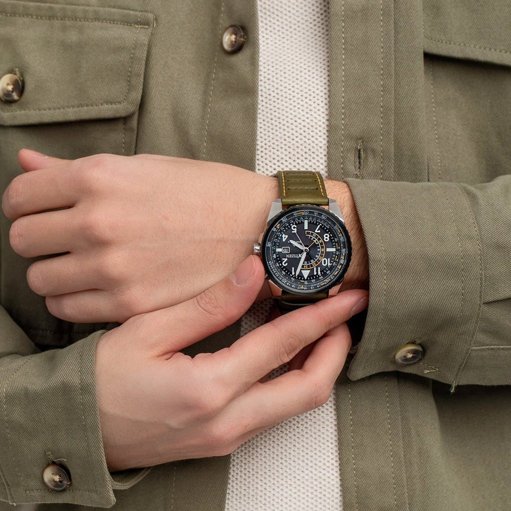 CITIZEN BJ7138-04E - BOLD SOPHISTICATION MEN'S TIMEPIECE WITH DUAL TIME DISPLAY & BLACK LEATHER STRAP-i-Watch-2