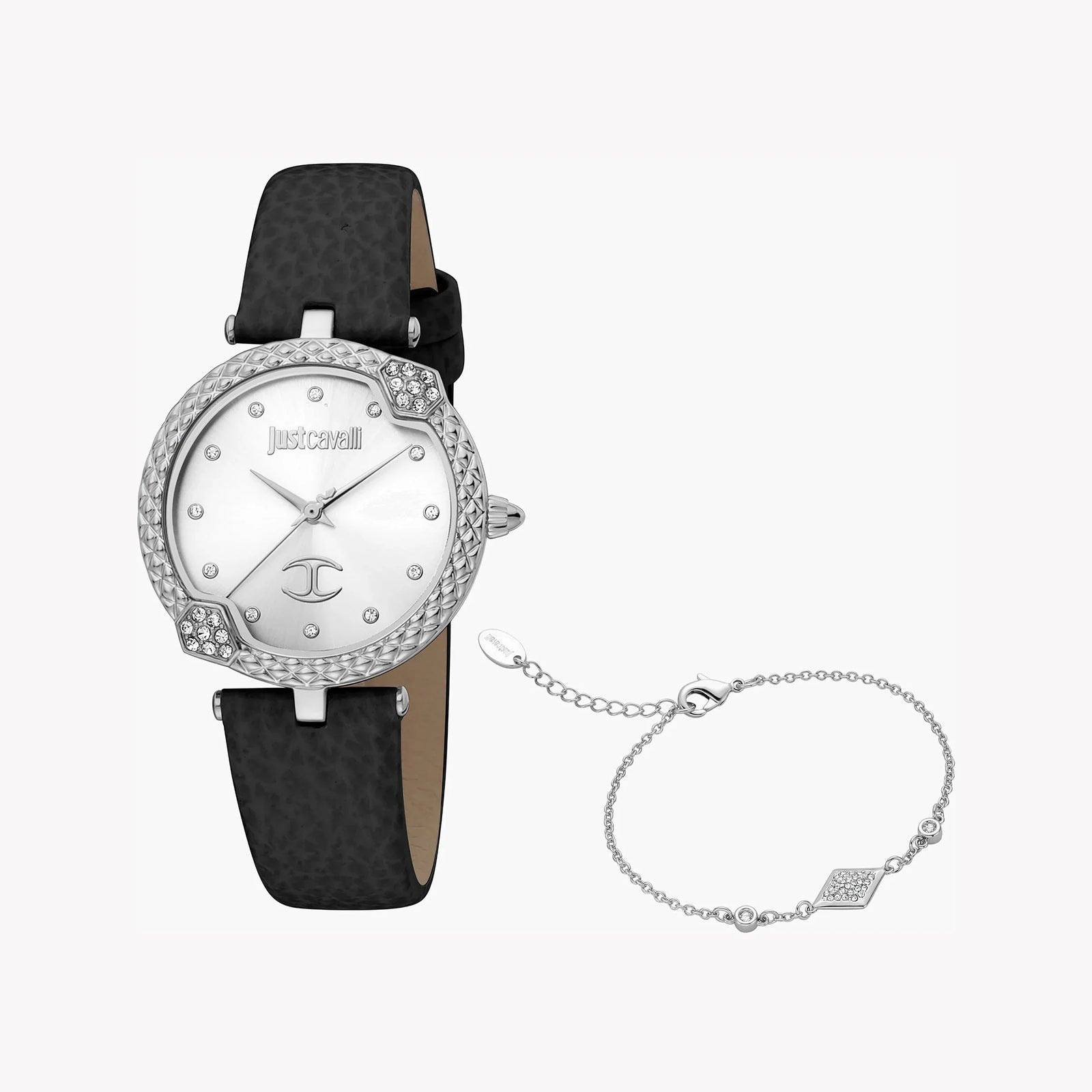 Just Cavalli Women's Silver Watch, Black Leather Band | Jc1l197l0015 by i-watch