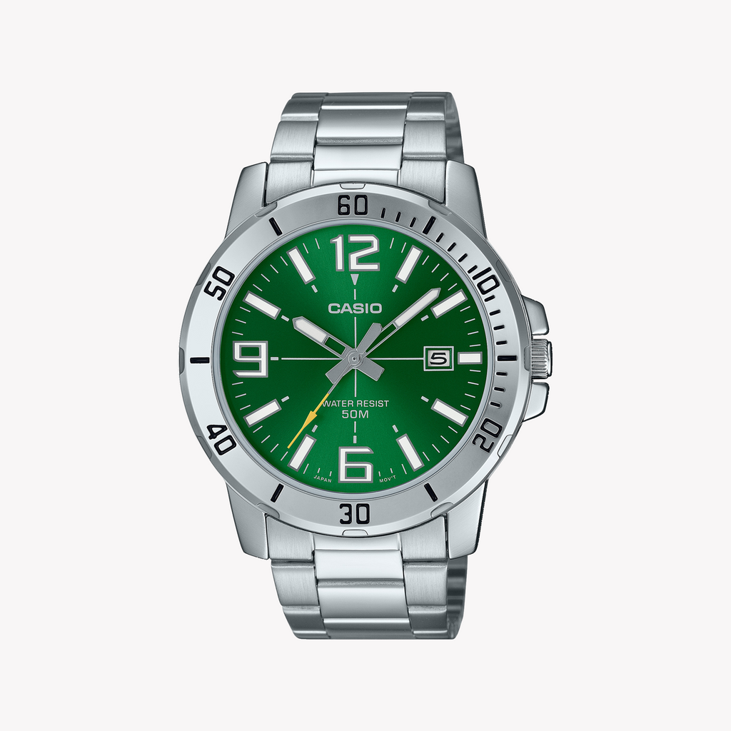MTP-VD01D-3BVUDF MEN'S TIMEPIECE - ELEGANT GREEN DIAL & STAINLESS STEEL BRACELET-i-Watch-4