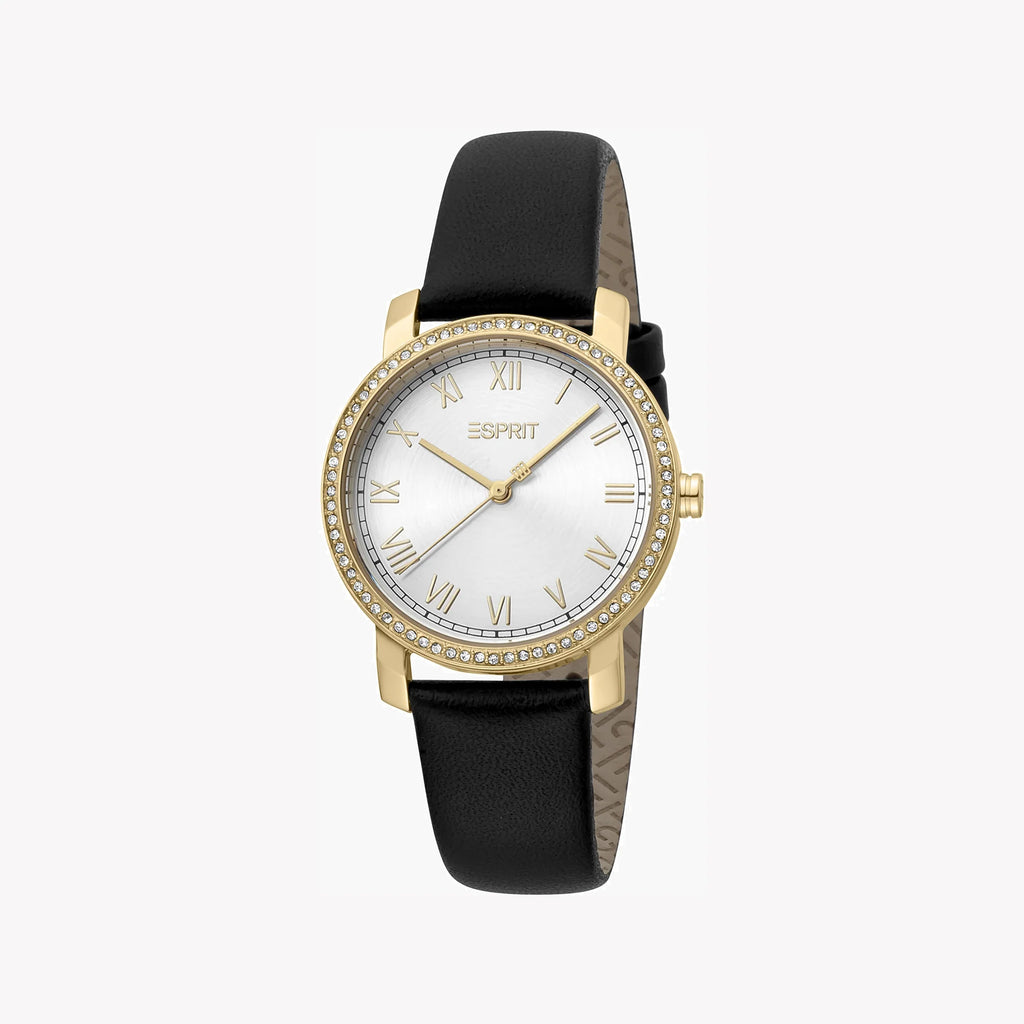 ESPRIT Women's Watch with Silver Stainless Steel Case and Black Leather Band-i-Watch-2