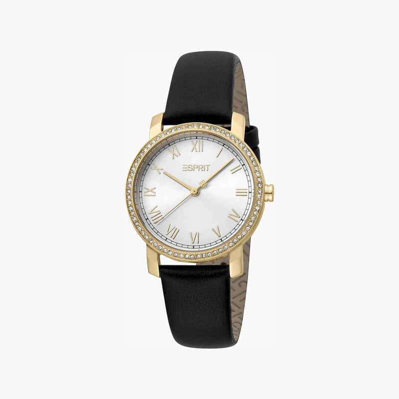 Esprit Women's Black Leather Watch, Silver Dial | ES1L282L0025 by i-watch
