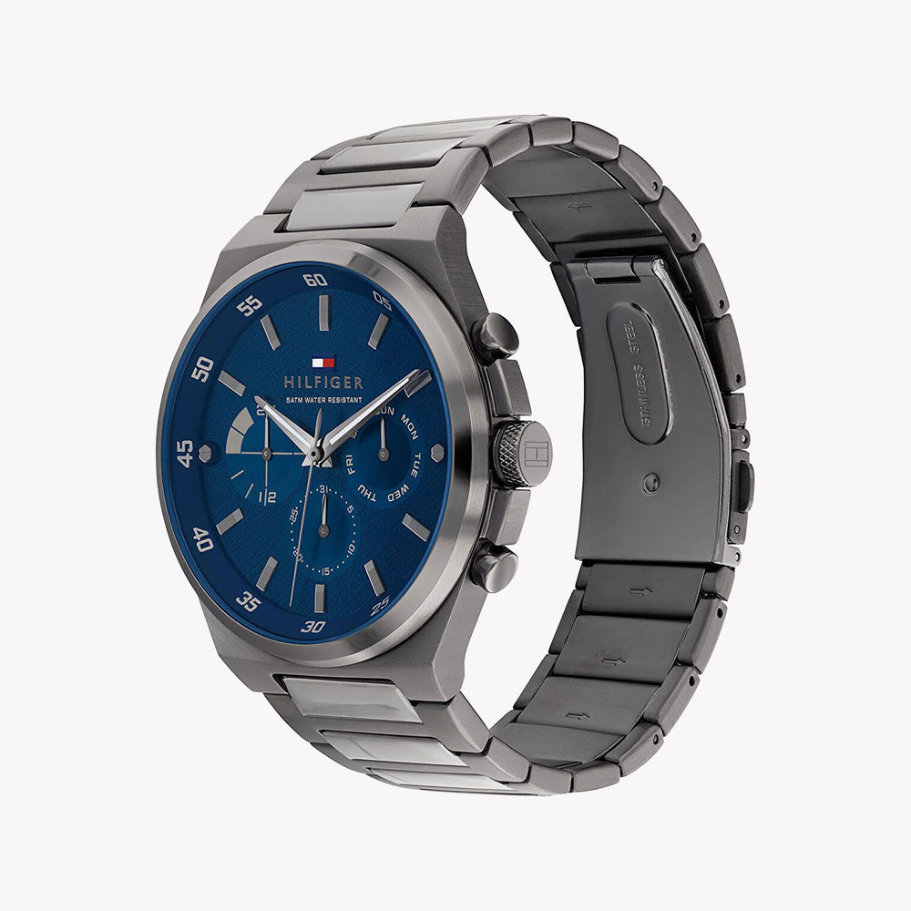 Tommy Hilfiger Men's Grey Stainless Steel, Blue Dial | 1687494 by i-watch