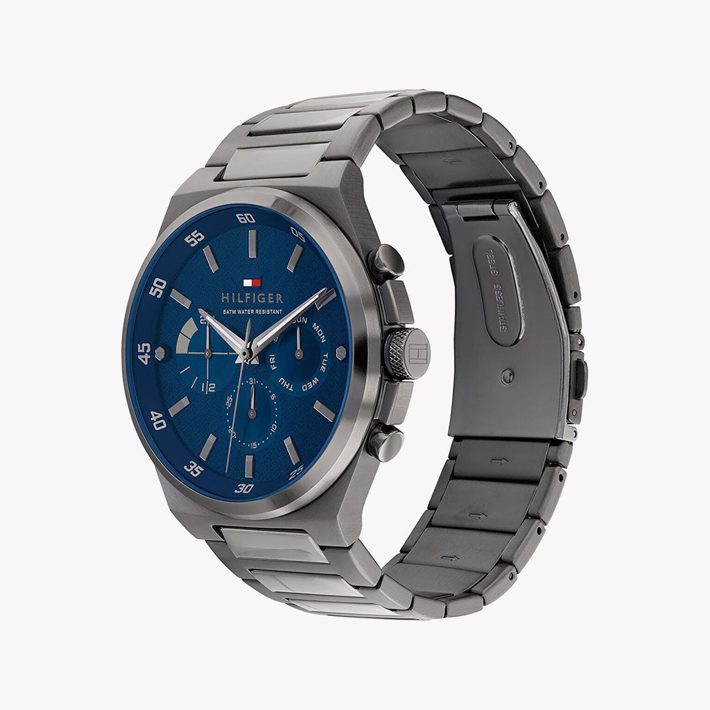 TOMMY HILFIGER 1687494 MEN'S TIMEPIECE - MODERN GREY STAINLESS STEEL & BLUE DIAL ELEGANCE-i-Watch-2