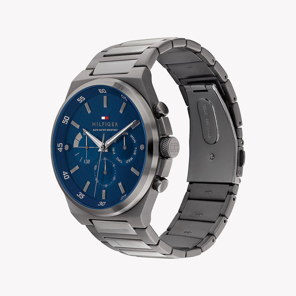 Tommy Hilfiger Men's Grey Stainless Steel, Blue Dial | 1687494 by i-watch