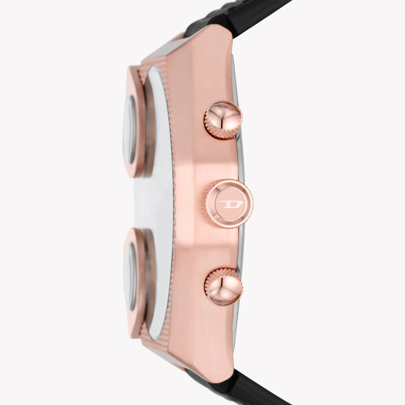 Diesel Men's Rose Gold Watch, Black Leather Band | Dz7475 by i-watch
