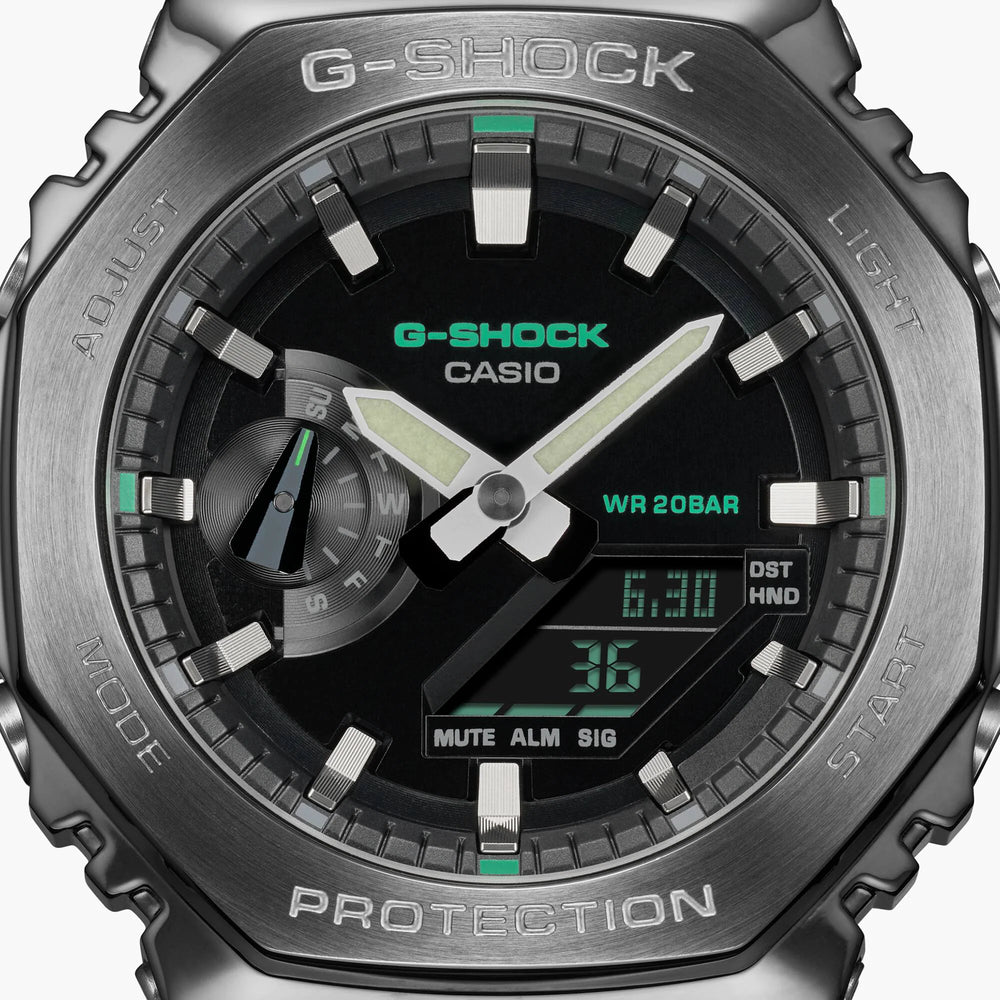 G-Shock Men's Green Fabric Watch, Silver Case | Gm-2100cb-3adr by i-watch