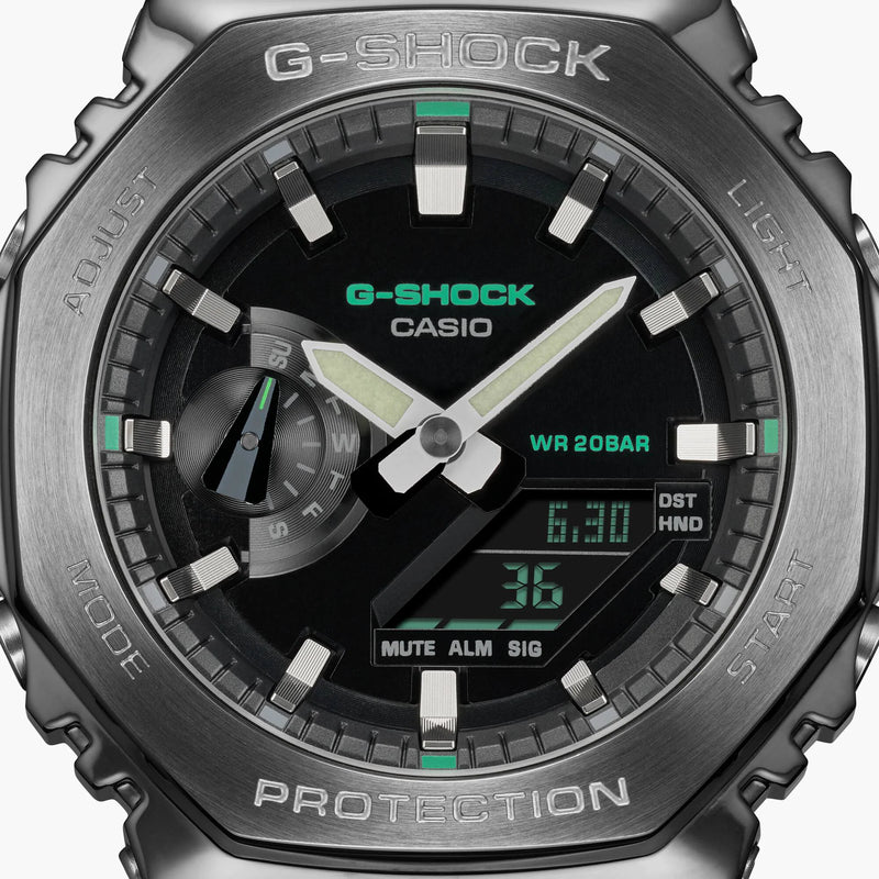 G-Shock Men's Green Fabric Watch, Silver Case | Gm-2100cb-3adr by i-watch