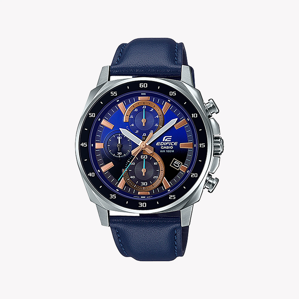 Edifice Men's Silver Watch, Blue Dial | Efv-600l-2avudf by i-watch