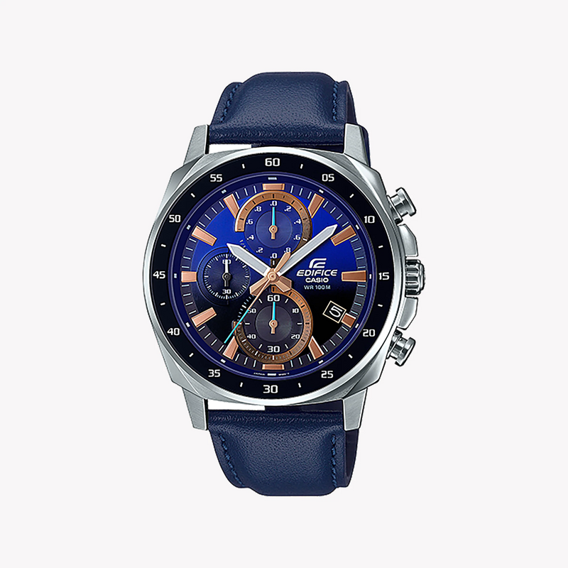 Edifice Men's Silver Watch, Blue Dial | Efv-600l-2avudf by i-watch