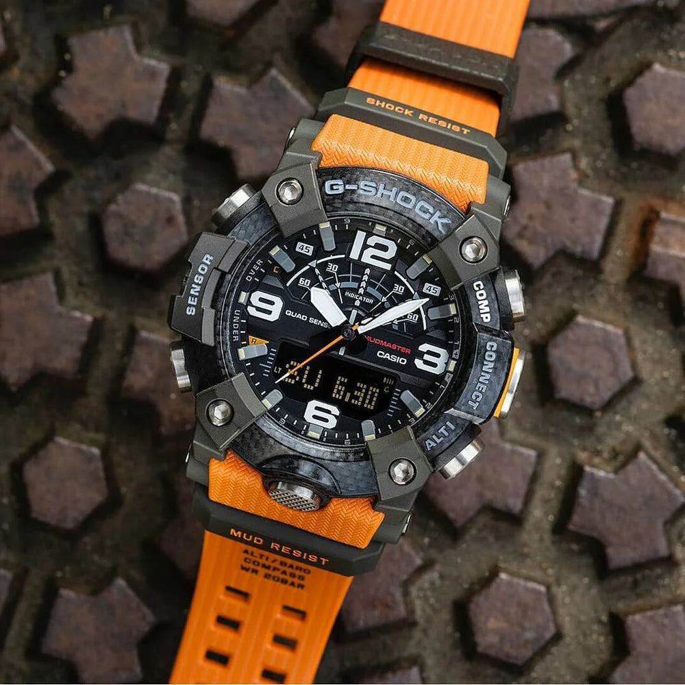 G-Shock Men's Black & Orange Resin Watch, Durable Design | Gg-B100-1a9dr by i-watch