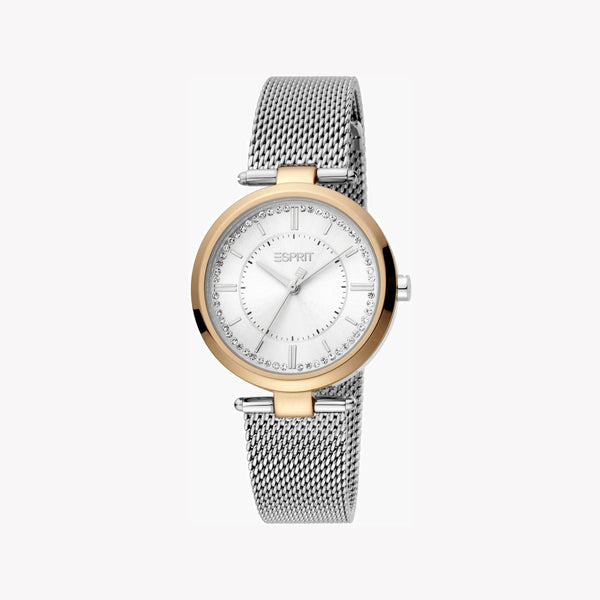 Esprit Women's Watch With Rose Gold Stainless Steel Case And Silver Stainless Steel Band by i-watch