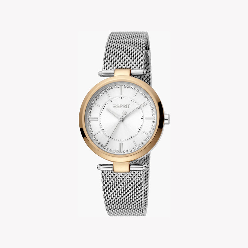 Esprit Women's Watch With Rose Gold Stainless Steel Case And Silver Stainless Steel Band by i-watch
