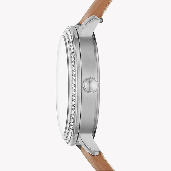 Fossil Women's Silver Stainless Steel, Brown Leather | Bq3570set by i-watch
