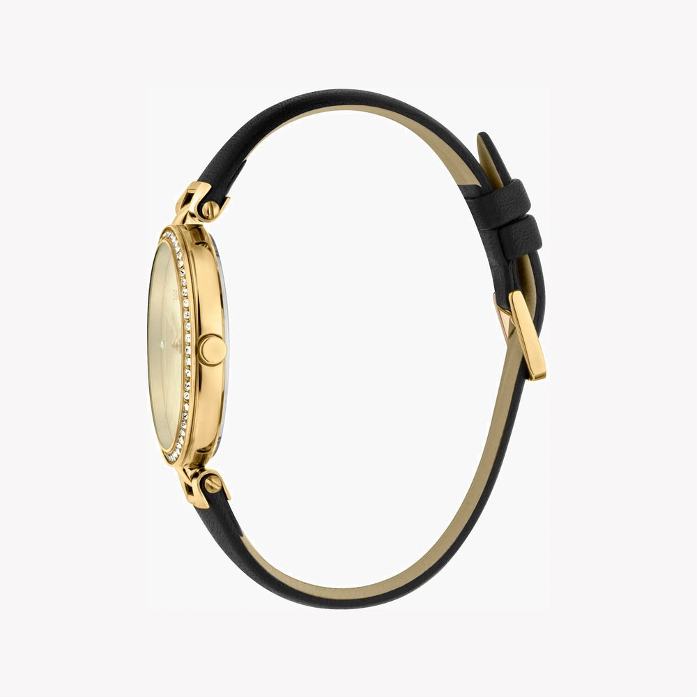Esprit Women's Black Leather Watch, Champagne Dial | Es1l162m0065 by i-watch