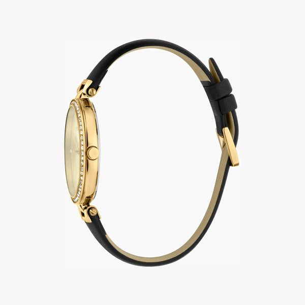 Esprit Women's Black Leather Watch, Champagne Dial | Es1l162m0065 by i-watch